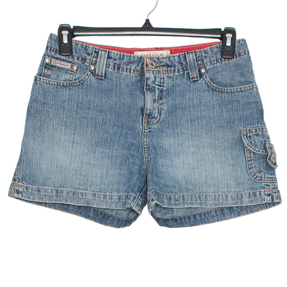 Hydraulic Denim Shorts Cargo Y2K Grunge 90s Utility Retro Casual Streetwear 7/8